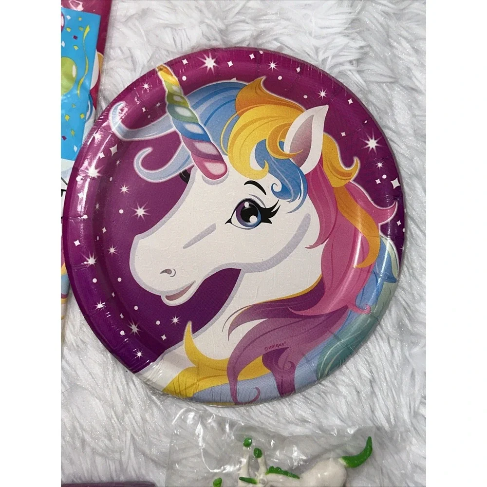 DG Party Dazzling Rainbow Unicorn Birthday Supplies Plates Napkins Tablecloth